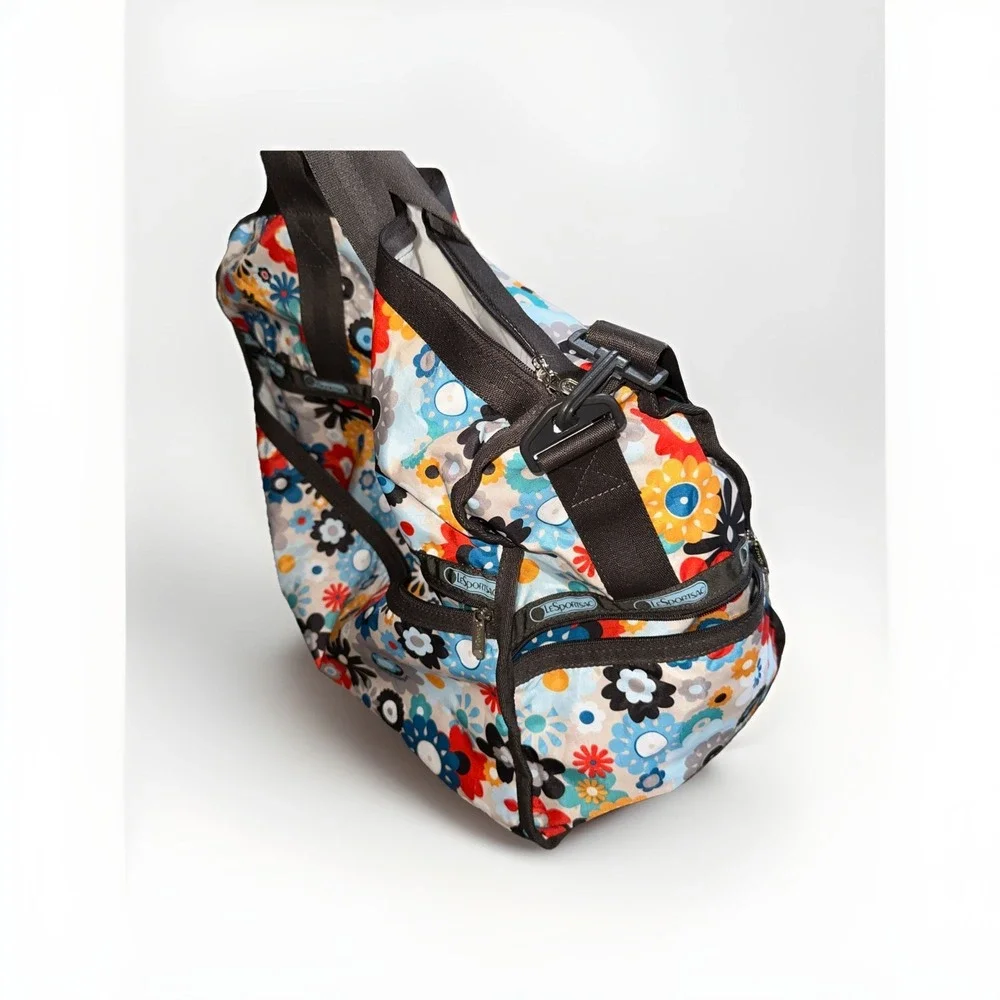LeSportsac large weekender Flower Power Bright Retro Pop Floral Print Bag 20x15